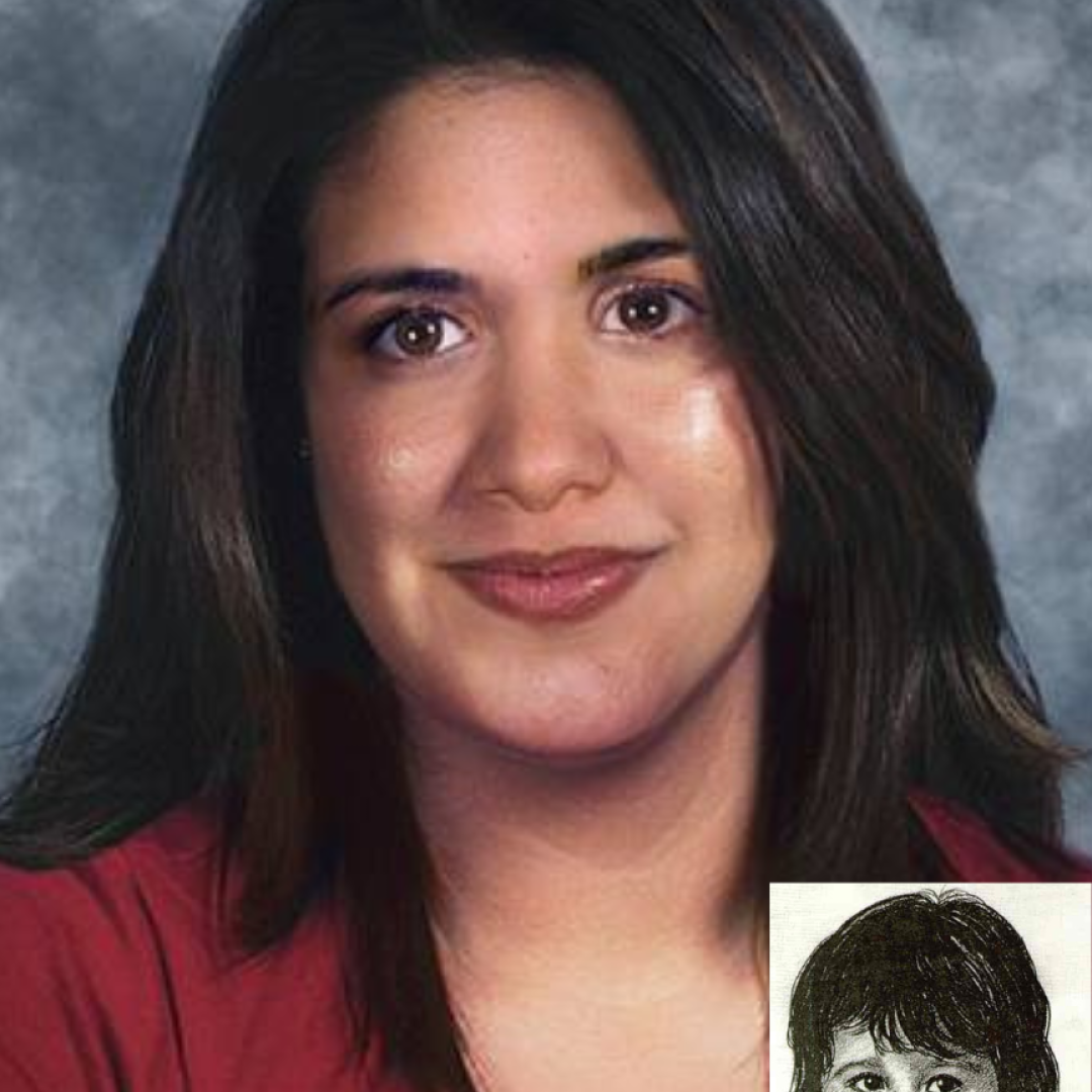Marlene Santana. Missing child with brown hair and brown eyes. Age progressed photo shows what Marlene looks like at 25 years old: adult woman with long brown hair and brown eyes.