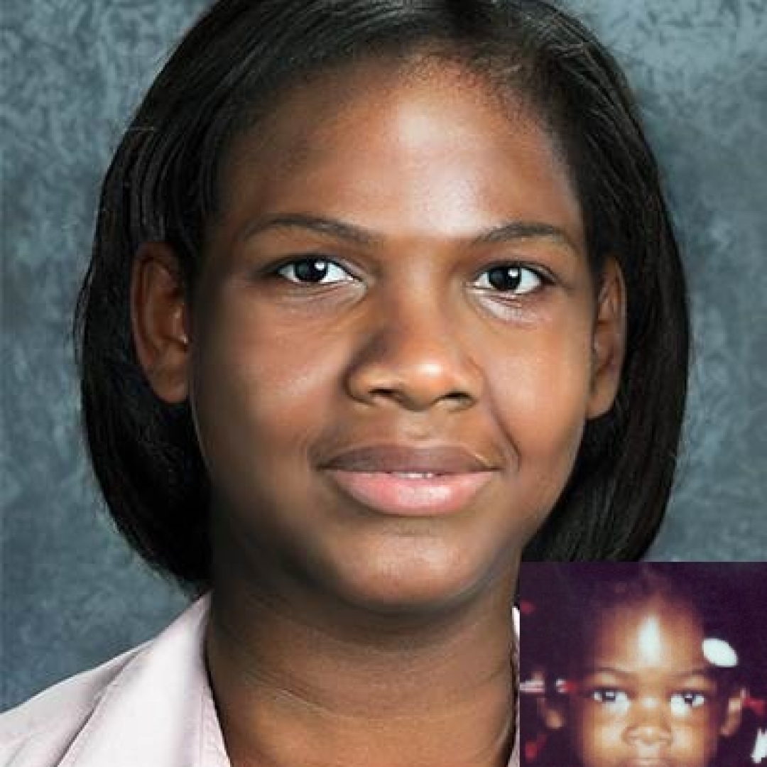 Tanisha Lorraine Watkins. Missing girl with black hair and brown eyes.
