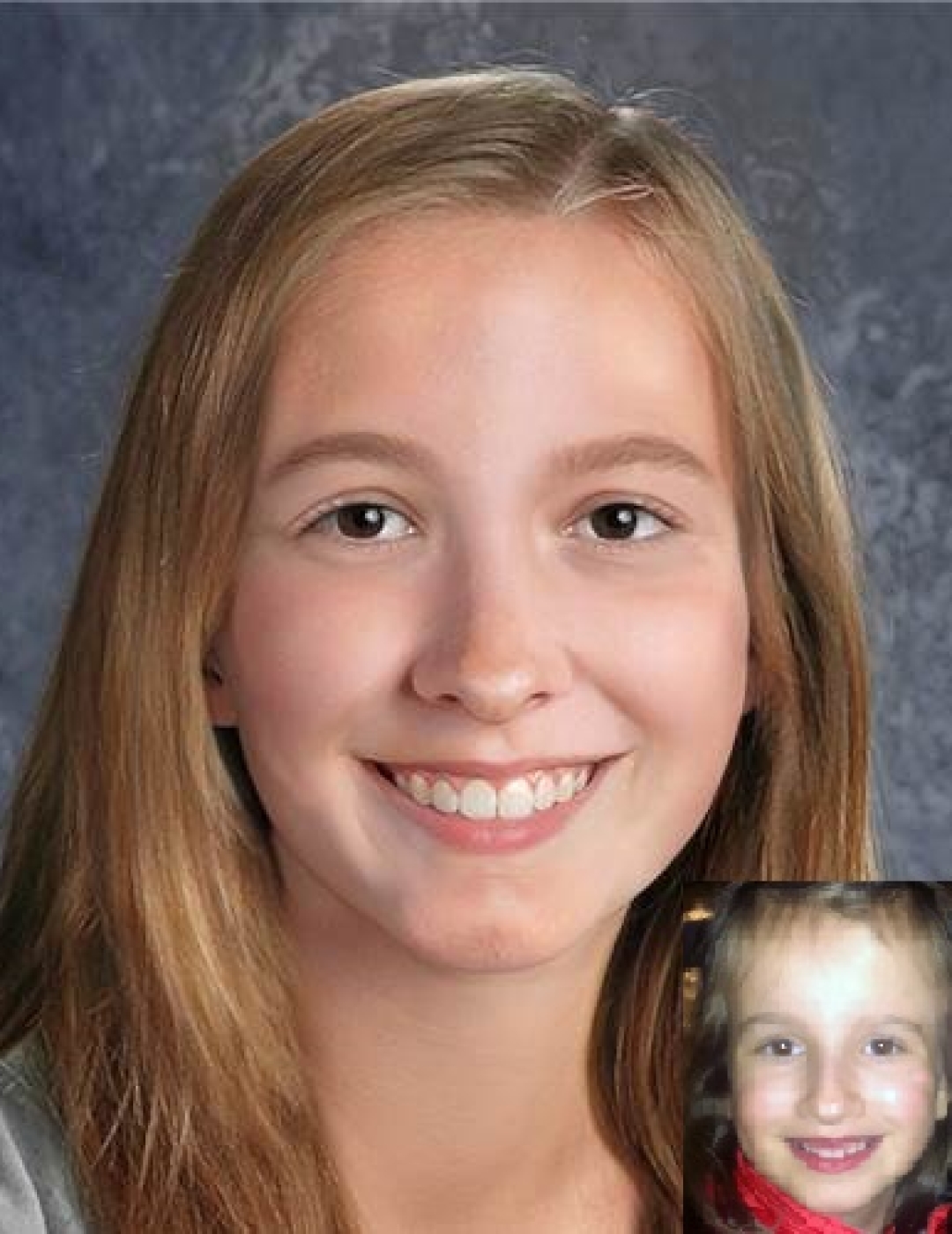 Julia Potter. Missing child with blonde hair and brown eyes.