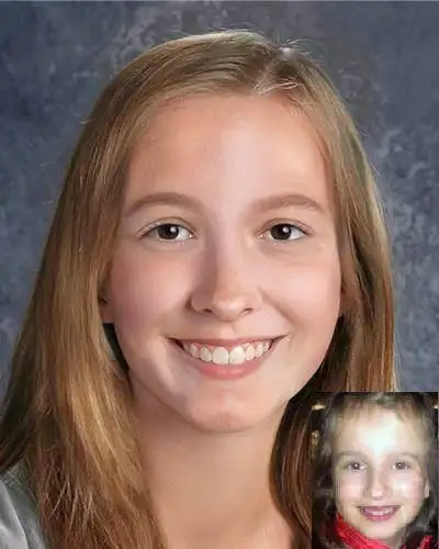 Julia Potter. Missing child with blonde hair and brown eyes.