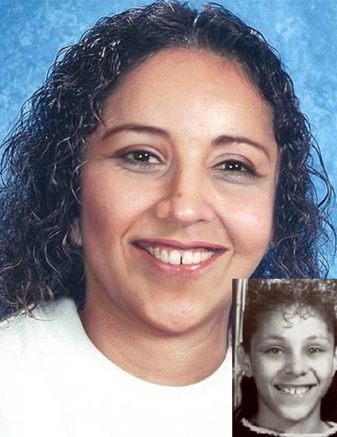 Monique Santiago is a missing Hispanic child with black hair and brown eyes and a gap between her front teeth who disappeared in 1990. The age progressed photo shows Monique at 38 years of age.